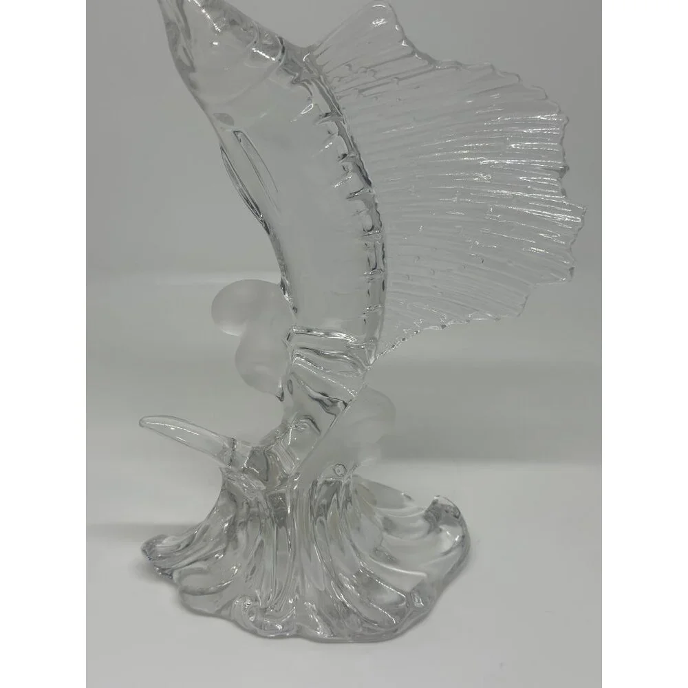 VTG Lenox Crystal Swordfish Sculpture Water Dance Collection Marlin Figurine MCM
